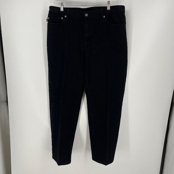 Lauren Ralph Lauren Womens Straight Leg Jeans Size 16 Black Denim Casual Rigid - Picture 1 of 7